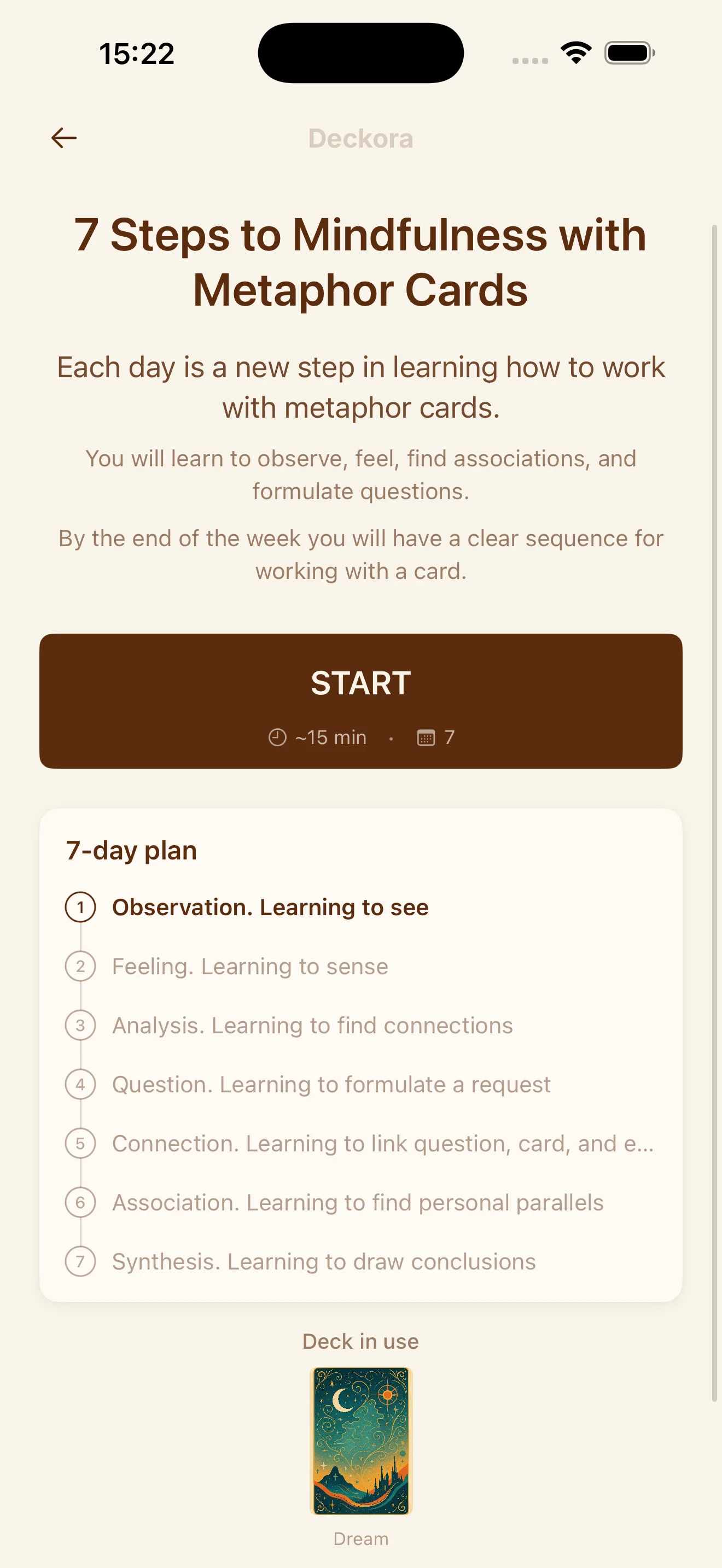 Scenarios screen
